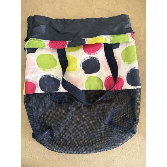 Thirty One Mesh Mix Cinch Bag On the Spot Beach Pool Travel Polka Dot - Picture 1 of 8